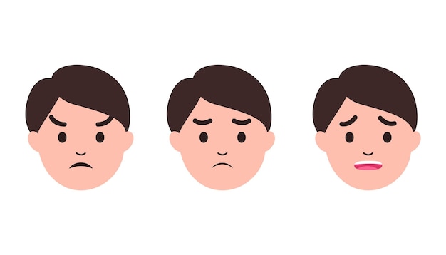 Emoções de desenhos animados de mulher ou menina Expressão facial