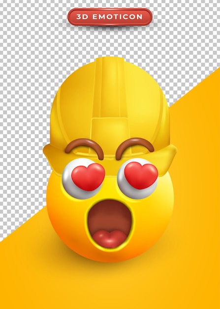 Emoji 3d com expressão apaixonada e chocada