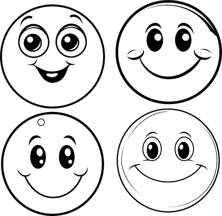 Vetor emoji bonito em preto e branco para colorir