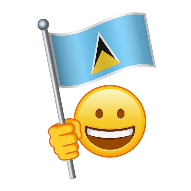 Emoji com a bandeira de santa lúcia grande tamanho de emoji amarelo sorriso