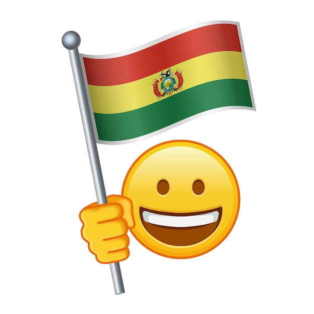 Vetor emoji com bandeira da bolívia grande tamanho de emoji amarelo sorrindo