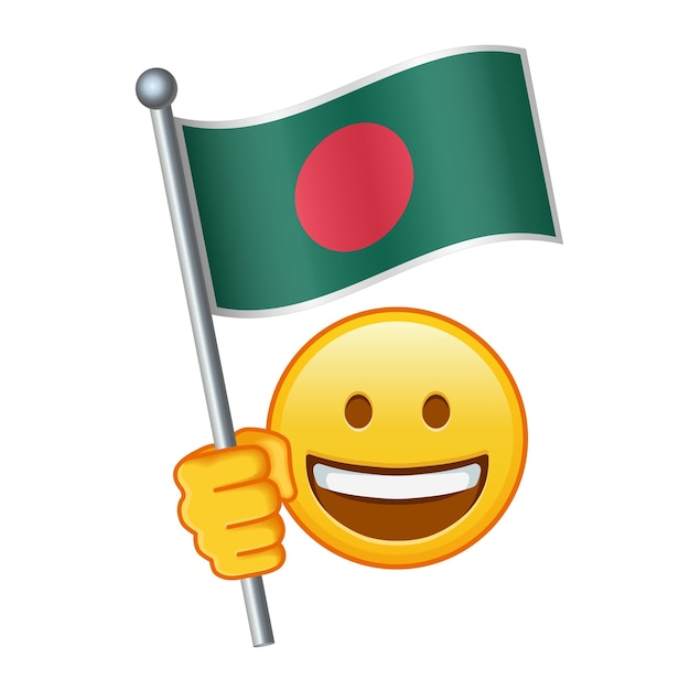 Vetor emoji com bandeira de bangladesh grande tamanho de emoji amarelo sorrindo