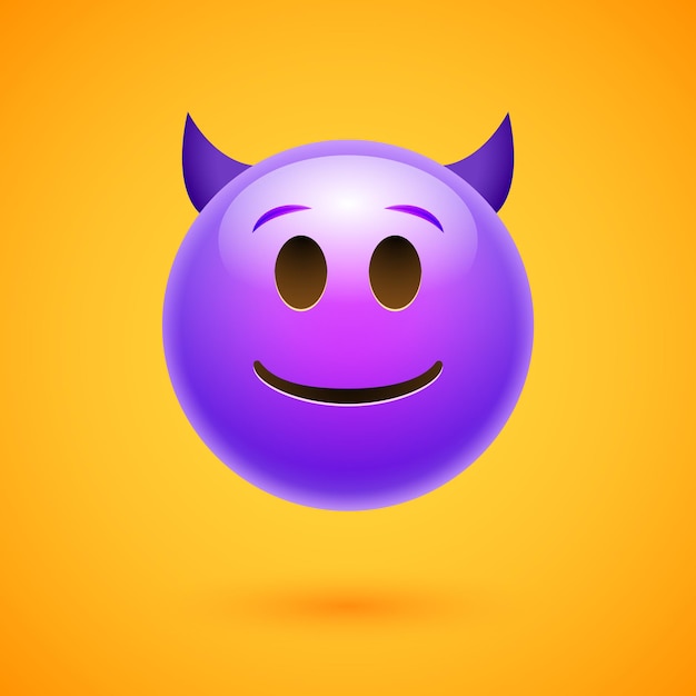 Vetor emoji crtoon diabo cara má cara com raiva ou homem emoticon feliz assustador.