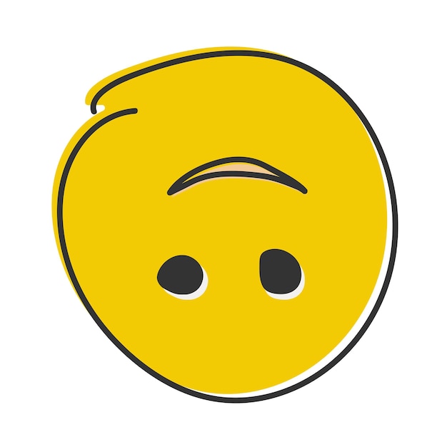 Emoji de cabeça para baixo Emoticon tolo rosto amarelo sorridente invertido Emoticon de estilo simples desenhado à mão