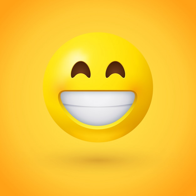 Vetor emoji de cara radiante com olhos sorridentes e um largo sorriso aberto