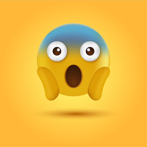 Vetor emoji de emoticon gritando com as duas mãos segurando o rosto ou emoji chocado