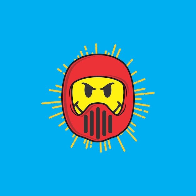 Emoji de motociclista legal com design vetorial de capacete