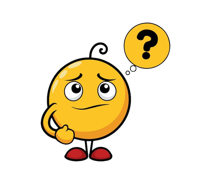 Vetor emoji de pensamento com sinal de pergunta ilustração de bolha de fala