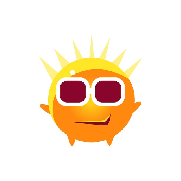 Vetor emoji de personagem redondo com sorriso legal