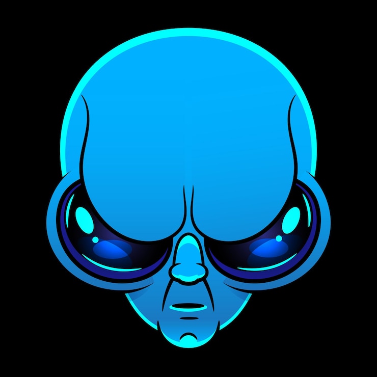 Vetor emoji de rosto alienígena verde vetor de ícone de cabeça humanóide extraterrestre