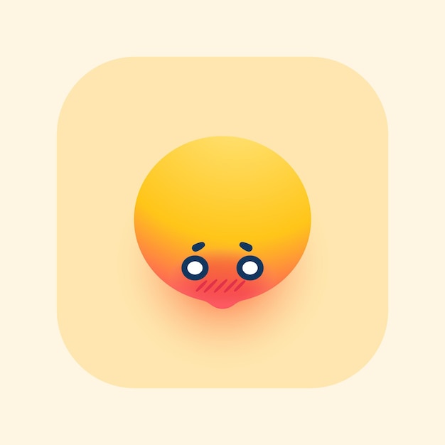 Vetor emoji de rosto tímido bonito