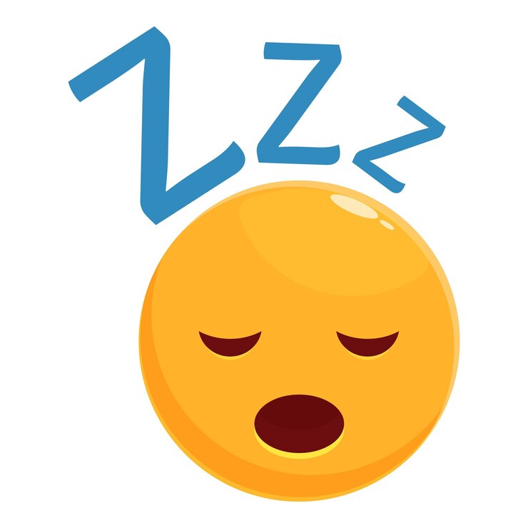 Vetor emoji dormindo tomando uma sesta com os olhos fechados e letras z