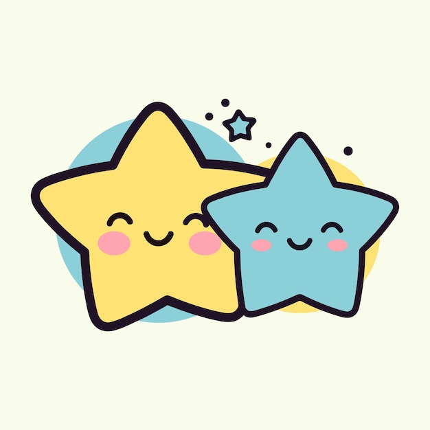 Emoji estrela vetorial ilustração fofa de desenho animado anime kawaii