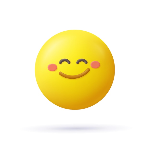 Emoji feliz Emoticon de rosto sorridente Ícone de vetor 3d Estilo minimalista de desenho animado