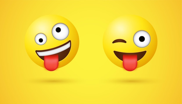 Emoji louco doido e língua de fora com o emoticon Winking Face Crazy Eyes