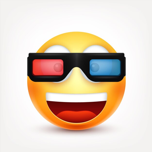 Emoji rosto amarelo com emoções emoji realista triste ou feliz irritado emoticon humor personagem de desenho animado