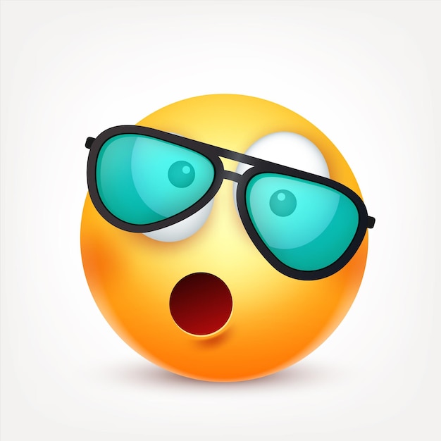 Vetor emoji rosto amarelo com emoções emoji realista triste ou feliz irritado emoticon humor personagem de desenho animado