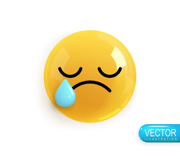 Emoji rosto chateado chorando emoticon 3d realista ícone de cor amarela brilhante em estilo de desenho animado de plástico