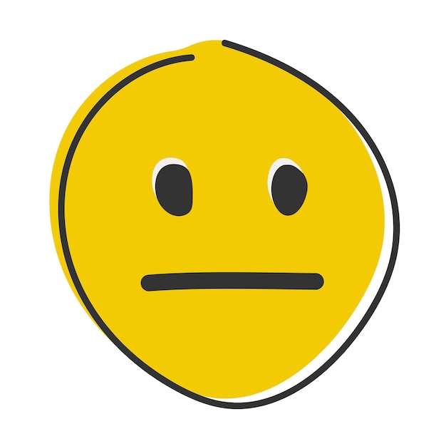 Emoji sem expressão Emoticon de rosto reto com olhos e boca de linha neutra Emoticon de estilo simples desenhado à mão