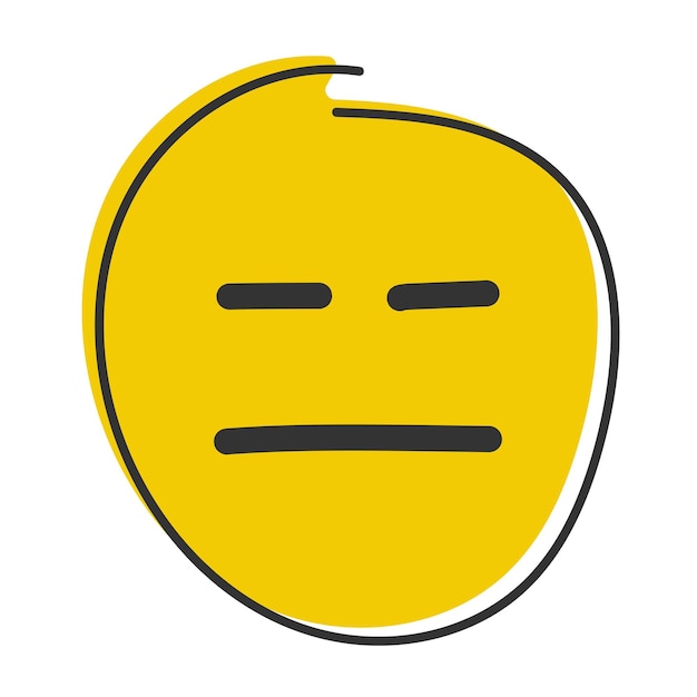 Emoji sem expressão Emoticon de rosto reto com olhos e boca de linha neutra Emoticon de estilo simples desenhado à mão