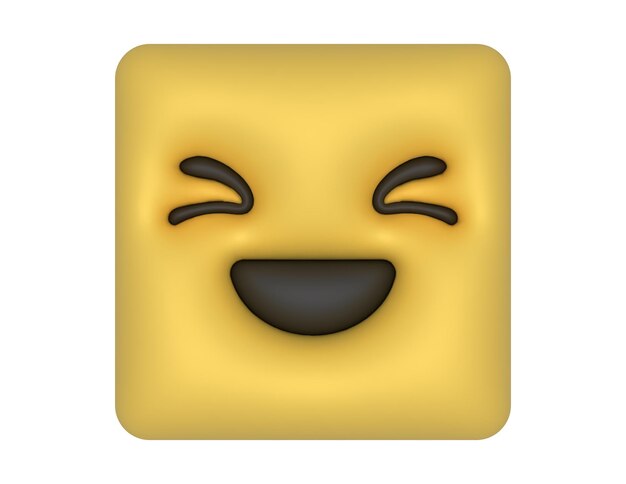 Vetor emoji smiley tipo quadrado 3d