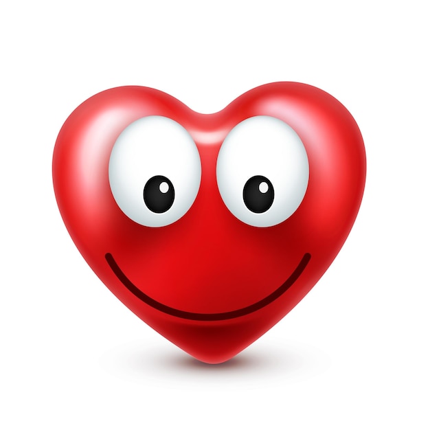 Emoji sorridente de coração vetor para o dia de São Valentim cara vermelha engraçada com expressões e emoções de amor