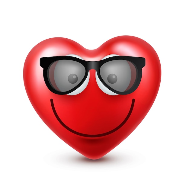 Emoji sorridente de coração vetor para o dia de São Valentim cara vermelha engraçada com expressões e emoções de amor