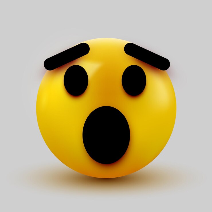 Vetor emoji surpreso isolado no branco