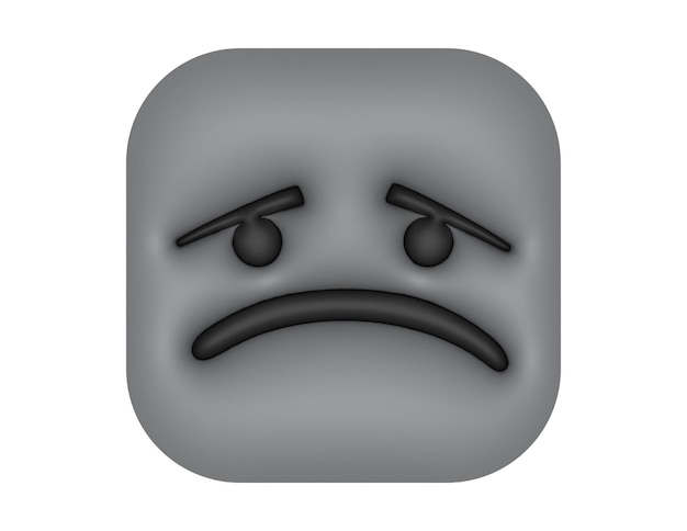 Emoji tipo quadrado 3d worried