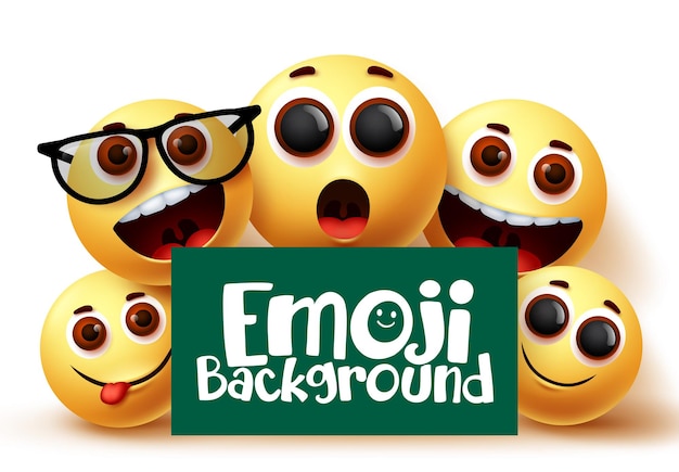 Emoji vector background emoticons emoticons em expressões faciais alegres e engraçadas