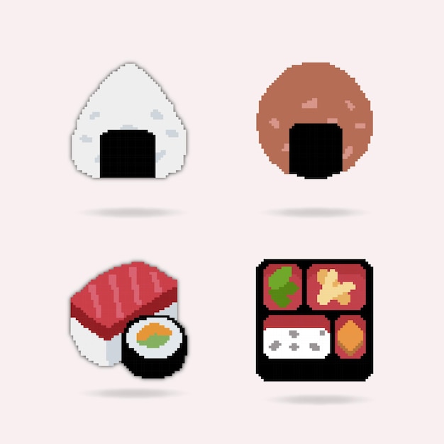 emojis de pixel de sushi onigiri bento
