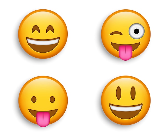 Emoji Sorridente Com Cabelo Liso E Preso Língua Simples E Feliz