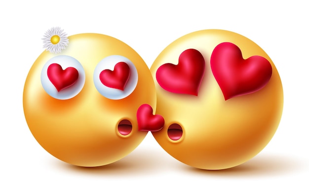 Emojis valentine lovers design vetorial emoji emoticon 3d inlove o personagem de beijo romântico