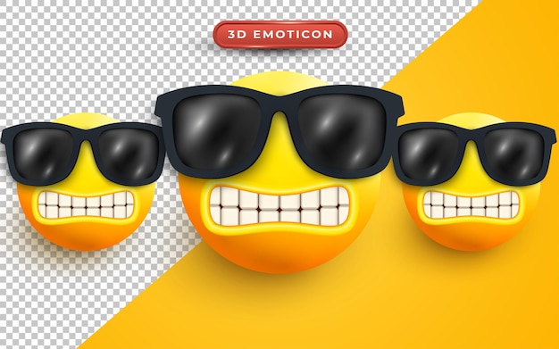 emoticon 3D com expressão de raiva e usando óculos