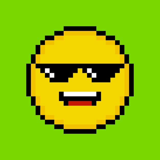 Emoticon amarelo em estilo pixel art