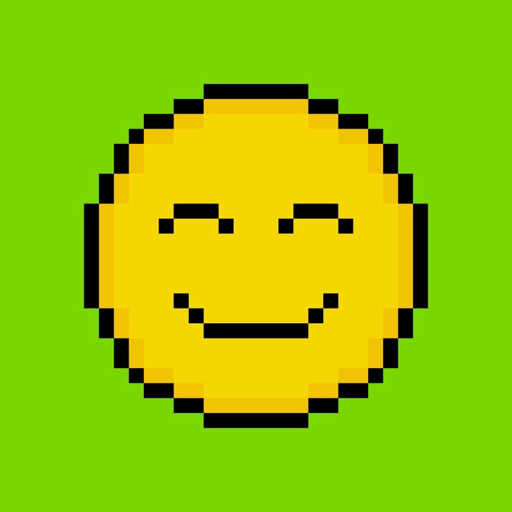 Vetor emoticon amarelo em estilo pixel art
