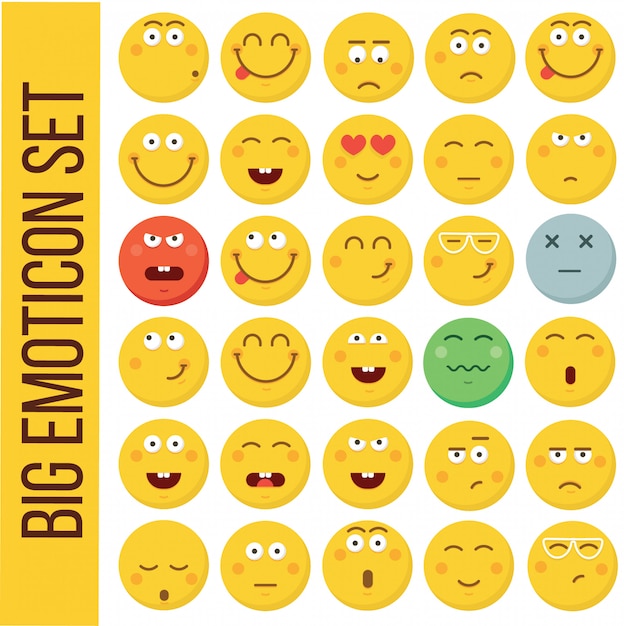 Emoticon carinha sorridente. coleção de emoções diferentes