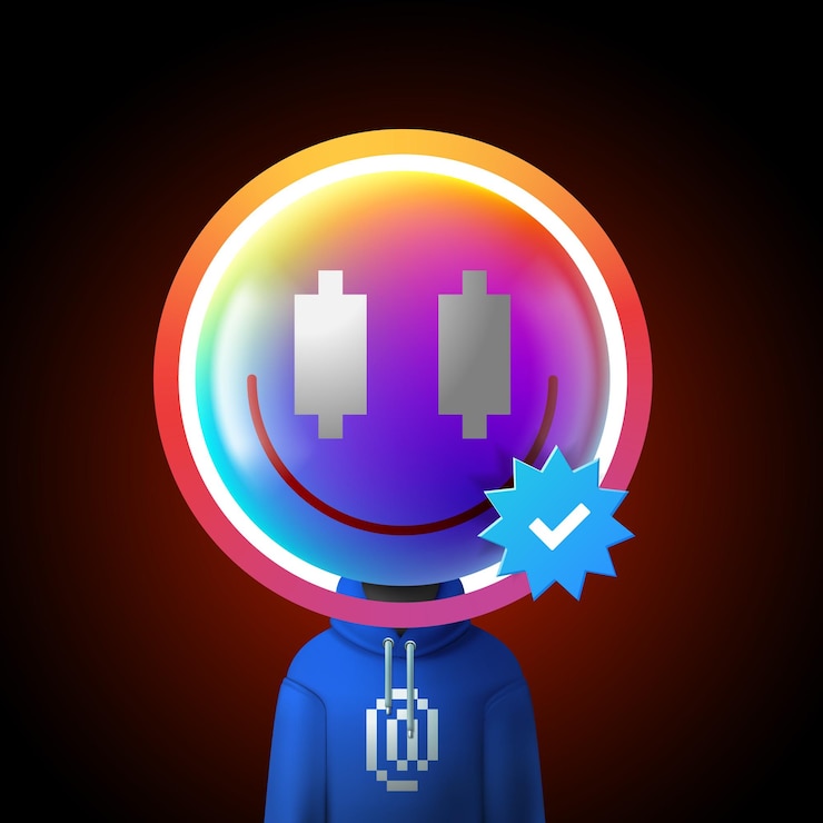 Vetor emoticon com estilo de desenho animado emoji verificado com imagem de perfil de avatar de ícone de carrapato azul vector ilustr