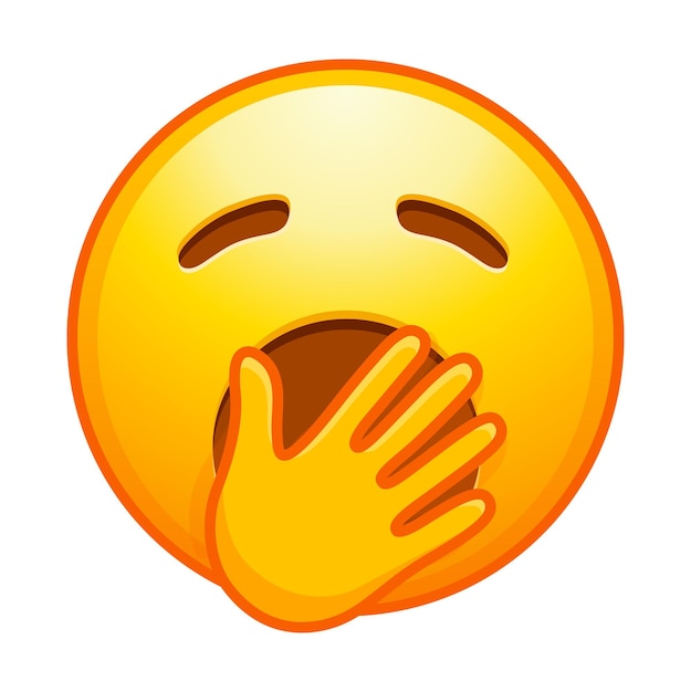 Emoticon de alta qualidade bocejando emoji emoticon entediado ou sonolento rosto de tédio amarelo com a boca coberta pela mão emoji de rosto amarelo elemento popular