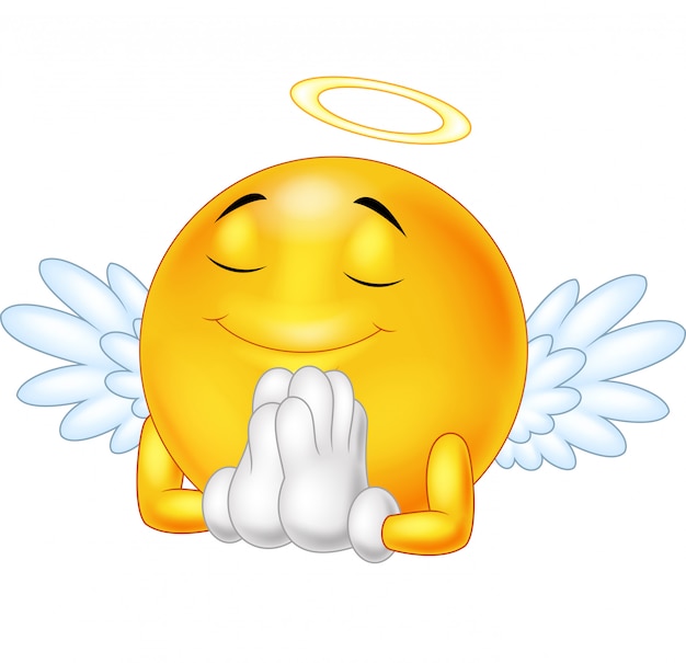 Vetor emoticon de anjo isolado no fundo branco