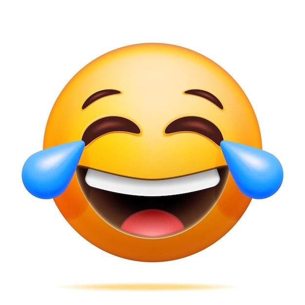 Emoticon de riso amarelo 3d com lágrimas