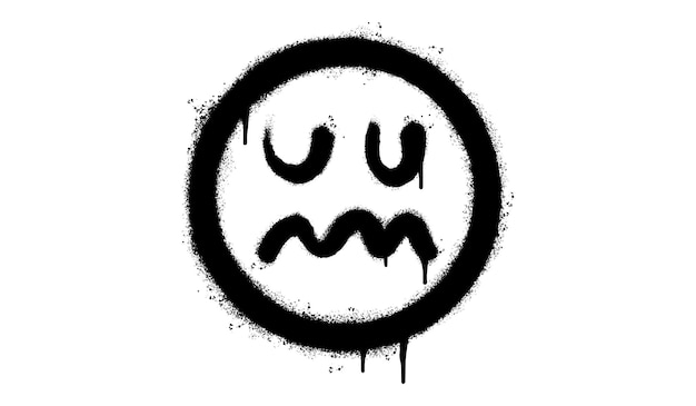 Emoticon de rosto doente assustador de grafite pintado com spray isolado na ilustração vetorial de fundo branco