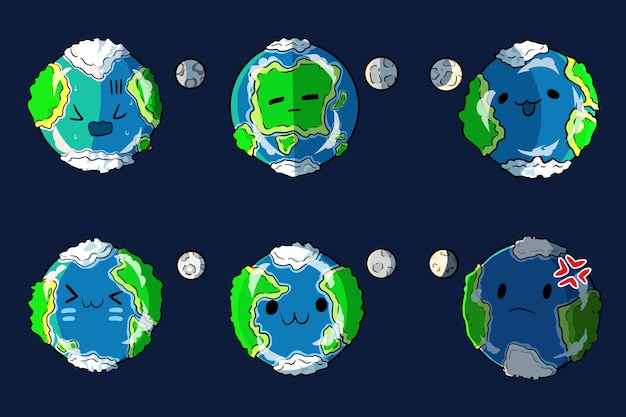 Emoticon fofinho do bundle earth