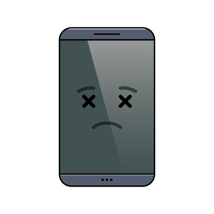 Vetor emoticon isolado do telefone móvel partido