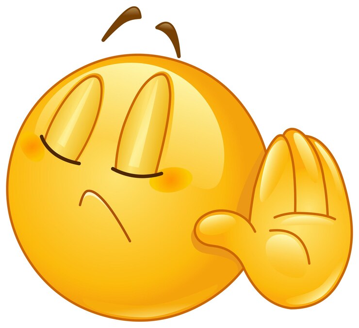 Vetor emoticon negando algo ou gestando falar com a mão