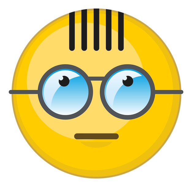 Emoticon nerd. rosto inteligente de óculos. emoji amarelo