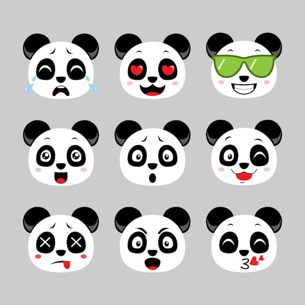 Vetor emoticon panda bonito
