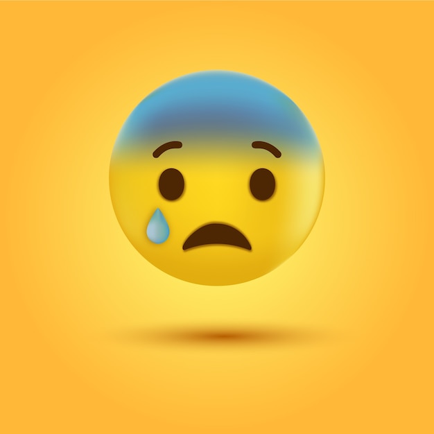 Vetor emoticon triste a chorar ou cara de emoji com lágrimas