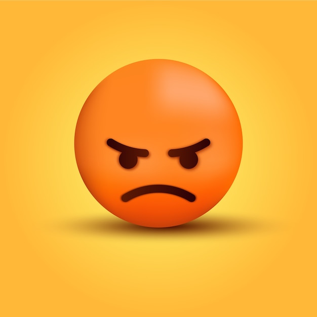 Emoticon zangado mal-humorado ou emoji vermelho louco para rede social