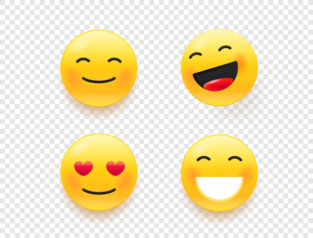 Emoticons amarelo web isolados